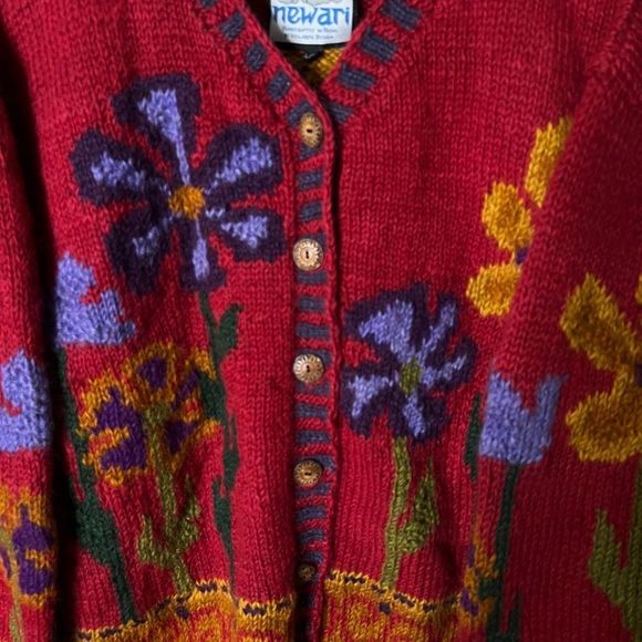 Newari Floral Icelandic Wool Sweater L/XL - Picture 2 of 4